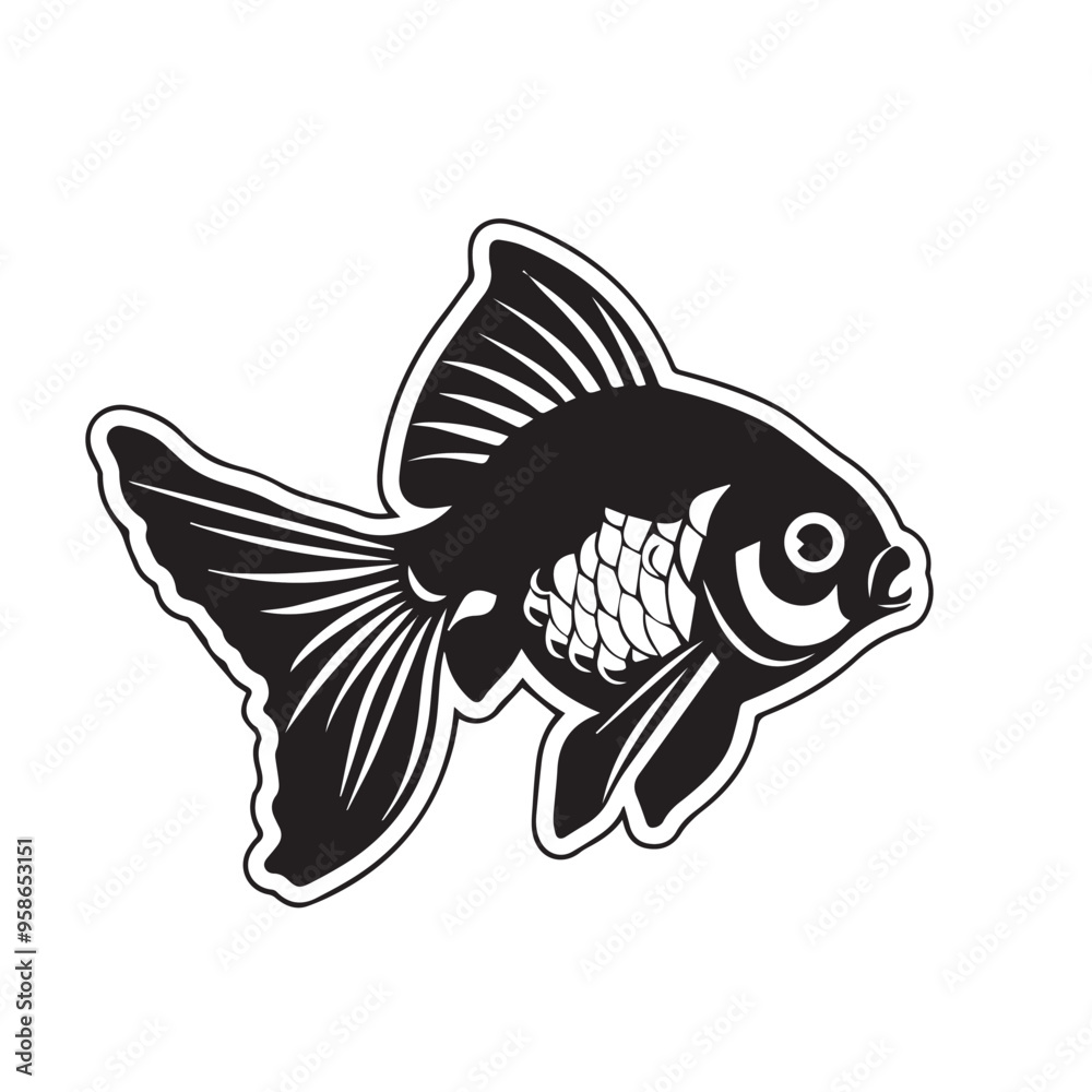 Goldfish in cartoon, doodle style . Image for t-shirt, web, mobile apps and ui. Isolated 2d vector illustration in logo, icon, sketch style, Eps 10, black and white. AI Generative Goldfish in cartoon, doodle style . Image for t-shirt, web, mobile apps and ui. Isolated 2d vector illustration in logo, icon, sketch style, Eps 10, black and white. AI Generative