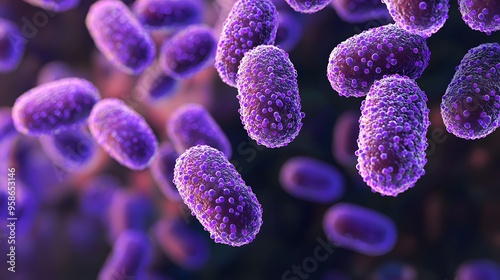 A highly detailed and realistic close-up of this bacteria: **Streptococcus pneumoniae** - Causes pneumonia, meningitis, and ear infections.