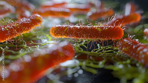 A highly detailed and realistic close-up of this bacteria: **Shigella dysenteriae** - Causes dysentery, characterized by severe diarrhea.