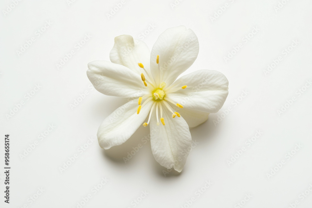Ultra-Realistic UHD Photo of a Jasmine Flower on White Background