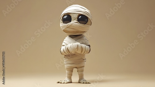 A cute cartoon-style alien toy character wearing sunglasses and a mask, isolated on a white background, featuring a playful and fashionable 3D design with a fun and smiling face.