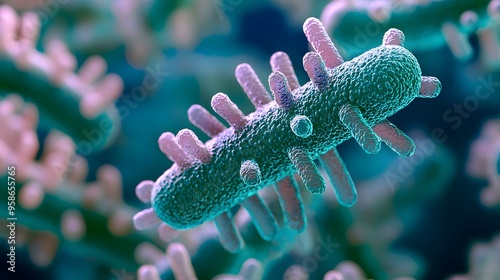 A highly detailed and realistic close-up of this bacteria: **Leptospira interrogans** - Causes leptospirosis, often from contact with contaminated water.