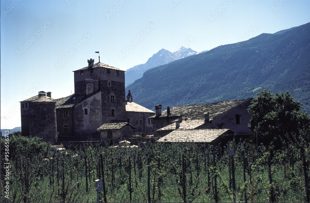 Fototapeta premium Historic farm in Valle d AOsta, Italy
