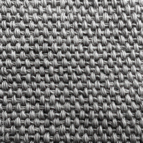 Silver close-up of monochrome carpet texture background from above. Texture tight weave carpet blank empty pattern with copy space for product design