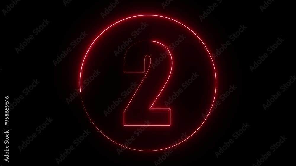 A circle with a red neon icon on a black background and the text 2 in the middle of it. A circle with a red neon icon on a black background and the text 2 in the middle of it.