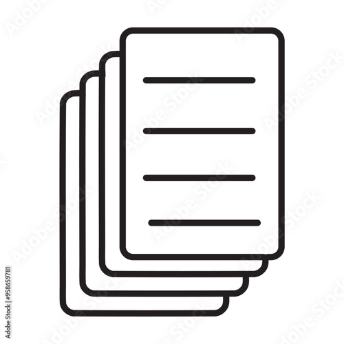 Paper documents icons. Linear File icons.