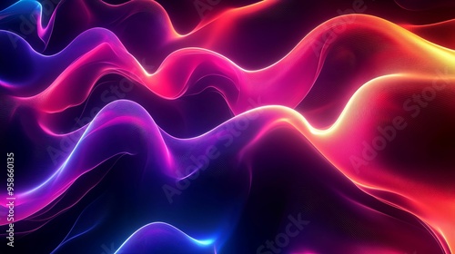 Abstract Digital Waves with Glowing Neon Colors