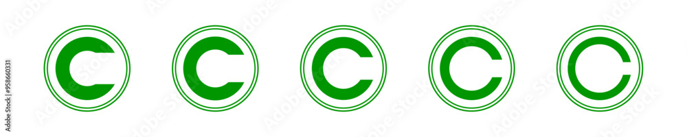 Copyright symbol shape. icon set. protection C mark vector icons in blue color style Copyright symbol shape. icon set. protection C mark vector icons in blue color style