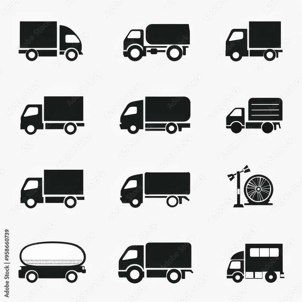 Vector Icon of Car Refrigerator Black and White Series Vector Icon of Car Refrigerator Black and White Series
