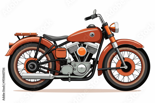 vintage harley davidson motorcycle vector illustration