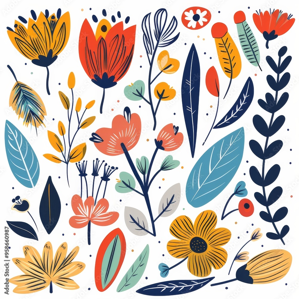 Botanical Doodle Background Art Vector Botanical Doodle Background Art Vector