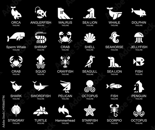 Animals logos collection. Animal logo set. Icon design