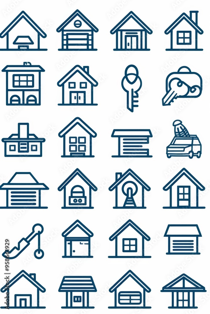 Real Estate Web Icons Duotone Outline Stroke Design Real Estate Web Icons Duotone Outline Stroke Design