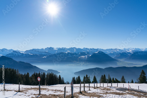 View on Lake Lucerne, Switzerland from the Mountain Rigi