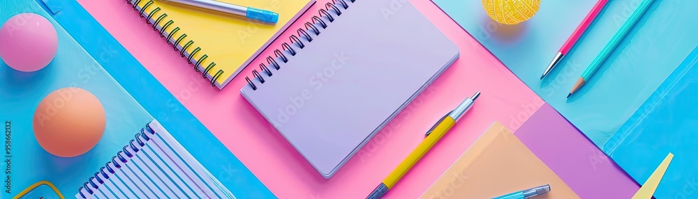 A vibrant arrangement of colorful stationery items on a pastel background, perfect for creative inspiration and organization.