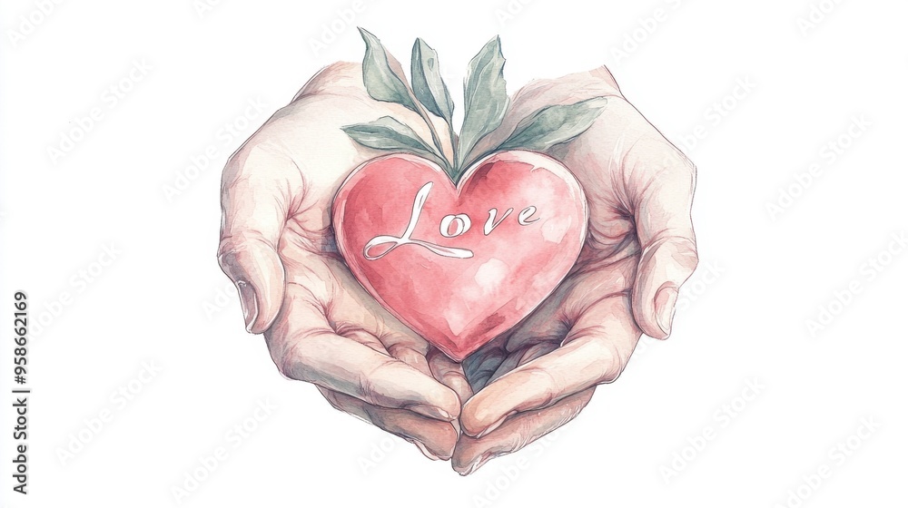 Obraz premium A hand holding a heart with the word love written on it