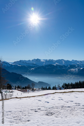 View on Lake Lucerne, Switzerland from the Mountain Rigi