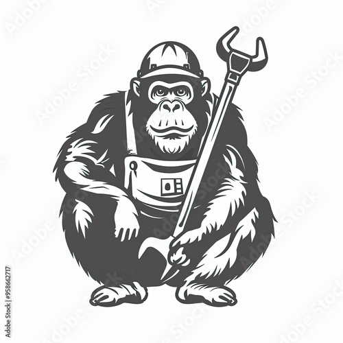 Beautiful Orangutan Logo, Ape Design for Your Corporate and Business Graphic Resource or Creative Project, Ai Generative photo