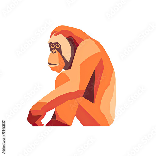 Beautiful Orangutan Logo, Ape Design for Your Corporate and Business Graphic Resource or Creative Project, Ai Generative photo