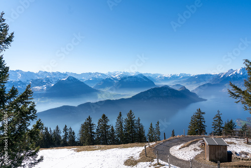 View on Lake Lucerne, Switzerland from the Mountain Rigi