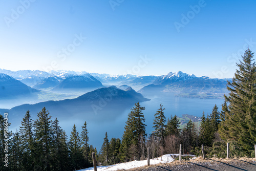 View on Lake Lucerne, Switzerland from the Mountain Rigi