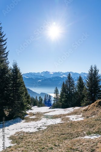 View on Lake Lucerne, Switzerland from the Mountain Rigi