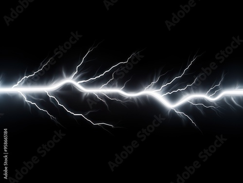 Silver lightning, isolated on a black background vector illustration glowing silver electric flash thunder lighting