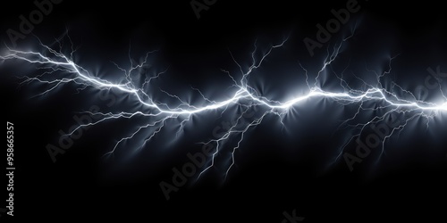 Silver lightning, isolated on a black background vector illustration glowing silver electric flash thunder lighting