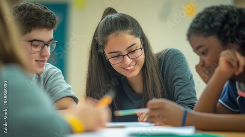 Students Collaborating in a Classroom