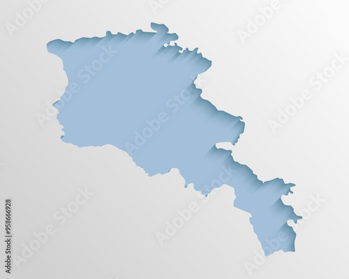 Vector map Armenia, abstract inner shadow