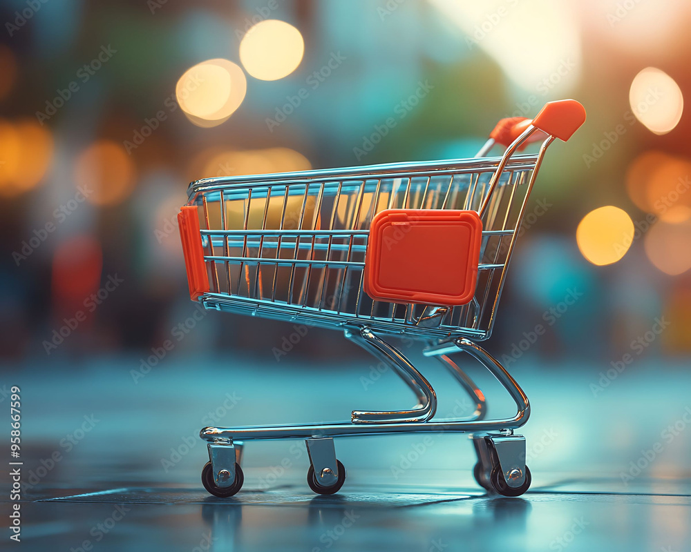 shopping cart on blurred background with bokeh shopping cart on blurred background with bokeh