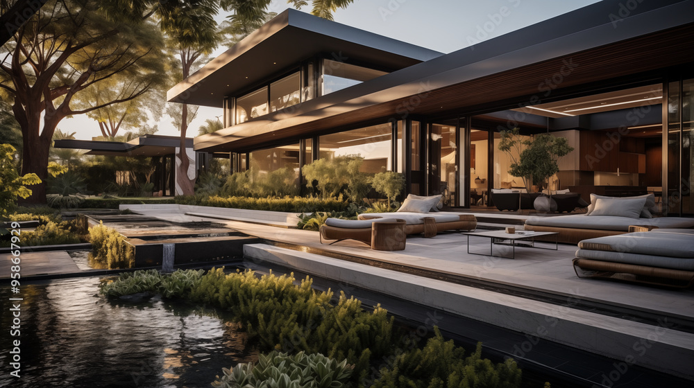 Modern home with modern garden. Modern home with modern garden.