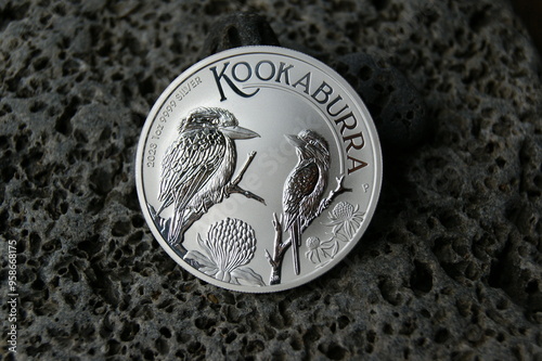 Australian pure silver investment coin 1 dollar Kookaburra 2023. Coin collection.