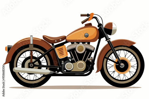 vintage harley davidson motorcycle vector illustration