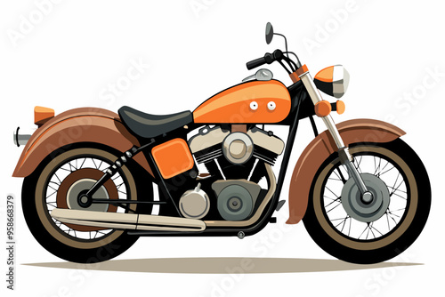 vintage harley davidson motorcycle vector illustration