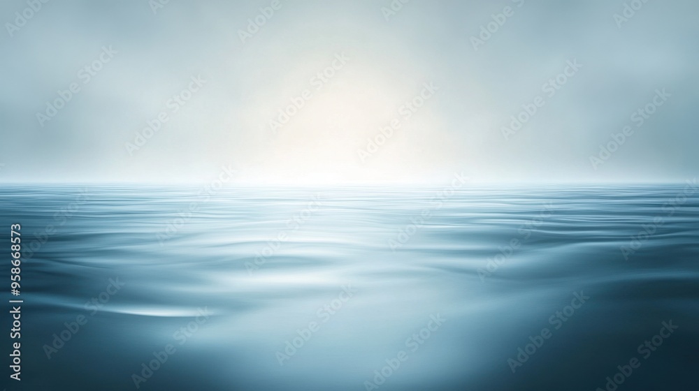 Fototapeta premium A calm blue ocean with a white sun in the background