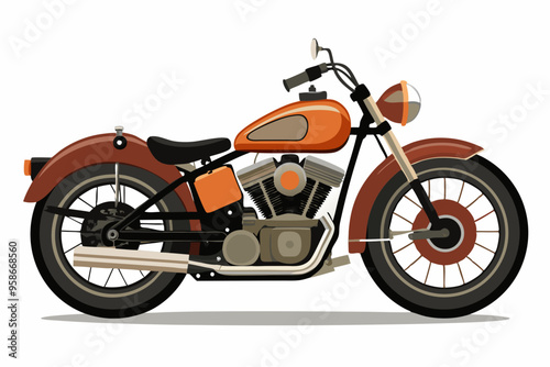 vintage harley davidson motorcycle vector illustration