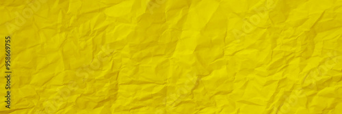 Colorful yellow crumpled paper texture. Rough grunge old blank. Colored background. Vivid colorful wrinkled crumpled calendula, marigold yellow blank paper texture. Vector illustration