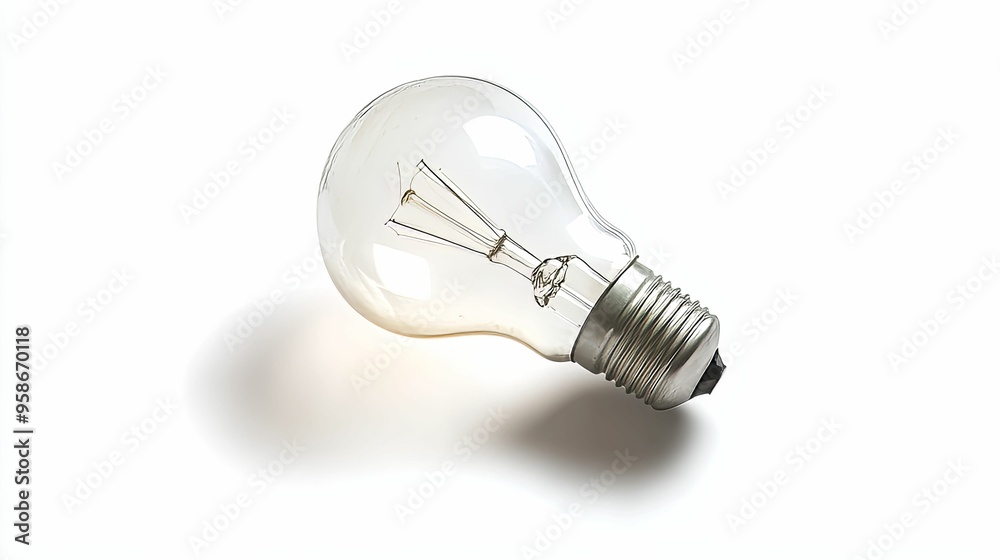 A Classic Incandescent Light Bulb on a White Background A Classic Incandescent Light Bulb on a White Background