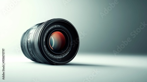 A Close-Up of a Black Camera Lens on a White Surface