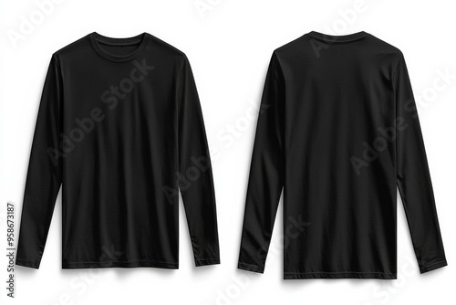 Black long sleeve tshirt mockup isolated created with Generative AI