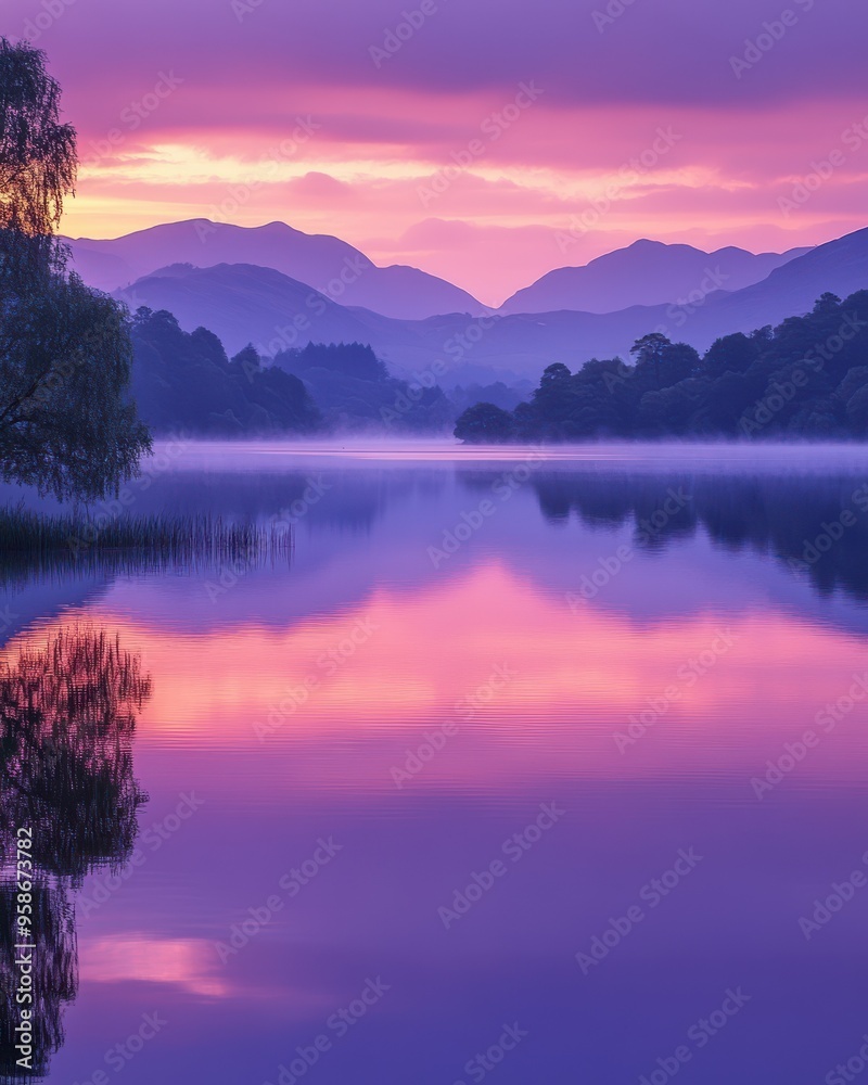 Tranquil Lake at Dusk, serene waters reflecting the fading light, silhouettes of trees lining the shore, a peaceful atmosphere enveloping the scene Tranquil Lake at Dusk, serene waters reflecting the fading light, silhouettes of trees lining the shore, a peaceful atmosphere enveloping the scene