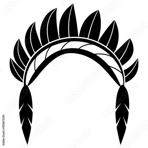 Indian headband feathers on a white background
