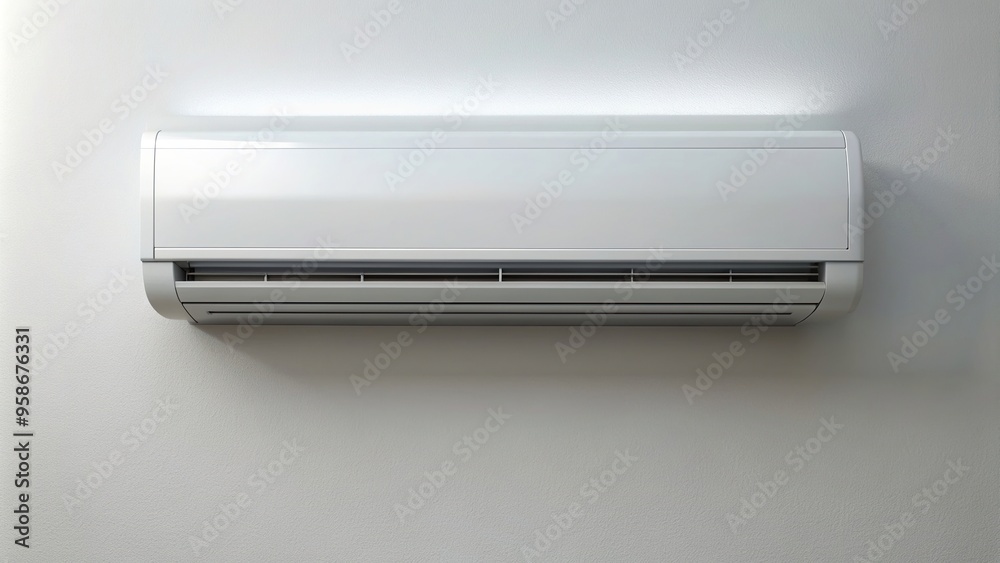 An empty wall mounted white color inverter air conditioner with sleek design and modern technology, air conditioner, white color, sleek design, inverter,empty, aerial An empty wall mounted white color inverter air conditioner with sleek design and modern technology, air conditioner, white color, sleek design, inverter,empty, aerial