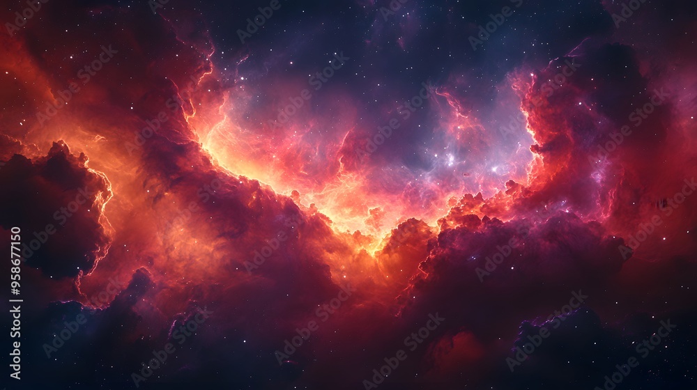 Cosmic Nebula with Stars and Galactic Clouds Cosmic Nebula with Stars and Galactic Clouds