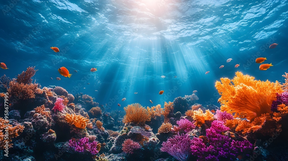 Underwater coral reef with vibrant fish in the Red Sea. Underwater coral reef with vibrant fish in the Red Sea.