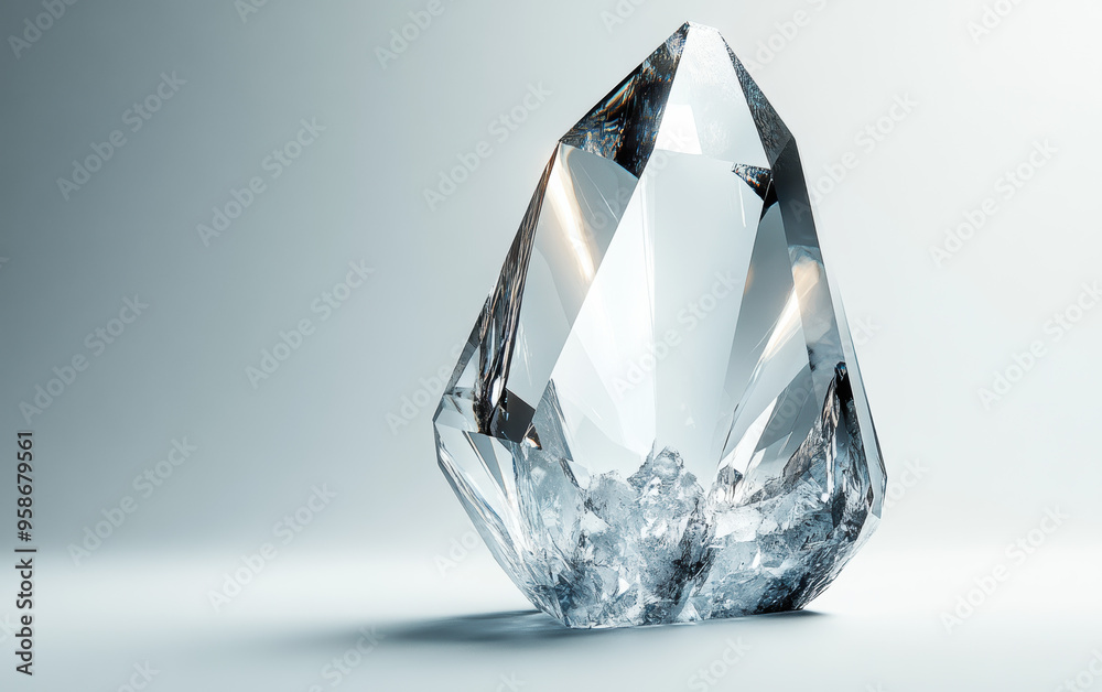 High-quality image of a large, clear, and beautifully cut crystal gemstone, exhibiting stunning facets and transparency, perfect for jewel and mineral collections. High-quality image of a large, clear, and beautifully cut crystal gemstone, exhibiting stunning facets and transparency, perfect for jewel and mineral collections.