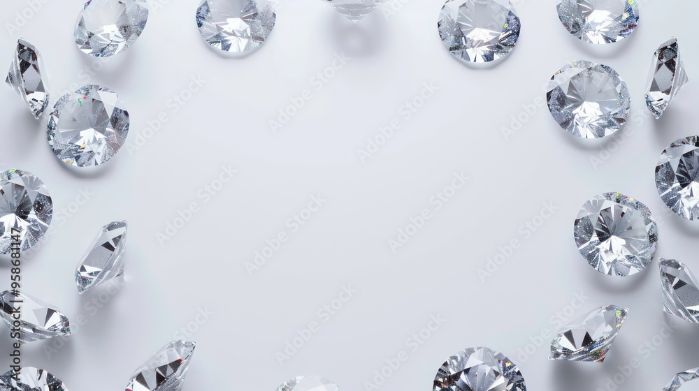 Sparkling Diamonds Frame on White Background. Sparkling Diamonds Frame on White Background.
