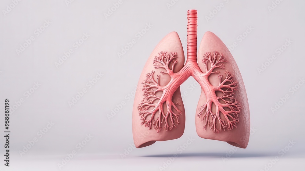 Asthma attack, inflamed bronchial tubes in lungs, medical emergency, 3D illustration Asthma attack, inflamed bronchial tubes in lungs, medical emergency, 3D illustration