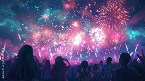 Wallpaper Mural fireworks background at night party, new year's eve party Torontodigital.ca